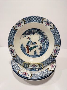 Antique 1910’s Wood & Sons Rim Soup Plates Set of 4 England 9”